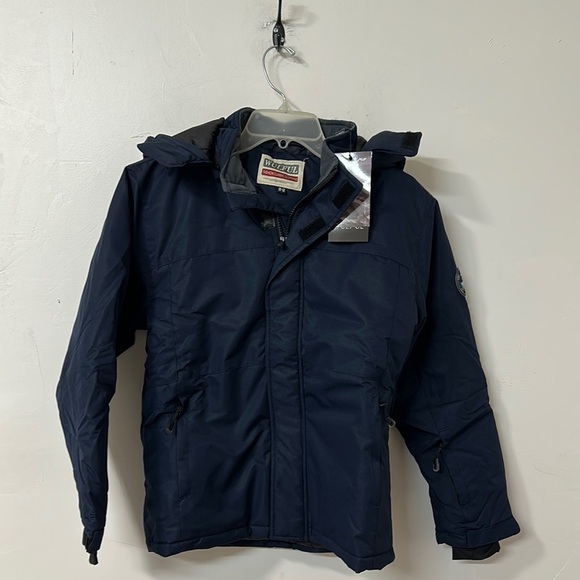 Blue Hooded Puffer Jacket for Outdoor Wear - Picture 1 of 3